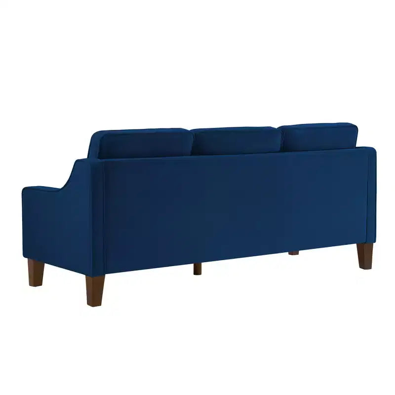 Divano Imbottito con Bracciolo Concavo e Piedini in Legno – Singolo / Divanetto / 3 Pezzi, Blu Scuro / Nero / Tortora