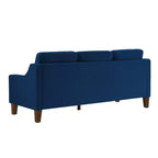 Divano Imbottito con Bracciolo Concavo e Piedini in Legno – Singolo / Divanetto / 3 Pezzi, Blu Scuro / Nero / Tortora