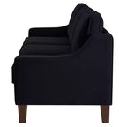 Divano Imbottito con Bracciolo Concavo e Piedini in Legno – Singolo / Divanetto / 3 Pezzi, Blu Scuro / Nero / Tortora