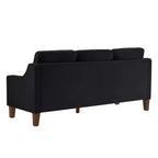 Divano Imbottito con Bracciolo Concavo e Piedini in Legno – Singolo / Divanetto / 3 Pezzi, Blu Scuro / Nero / Tortora