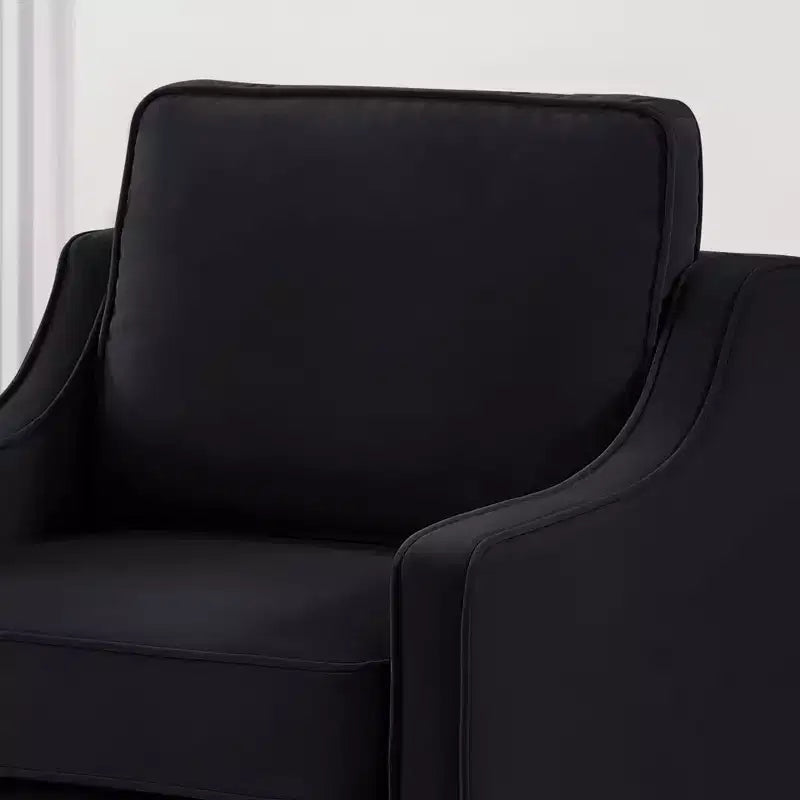 Divano Imbottito con Bracciolo Concavo e Piedini in Legno – Singolo / Divanetto / 3 Pezzi, Blu Scuro / Nero / Tortora