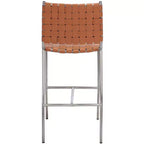 Sgabello da bancone in pelle intrecciata con struttura in metallo