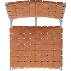 Sgabello da bancone in pelle intrecciata con struttura in metallo