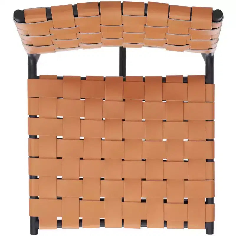 Sgabello da bancone in pelle intrecciata con struttura in metallo