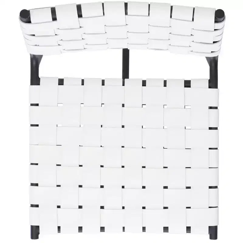 Sgabello da bancone in pelle intrecciata con struttura in metallo