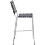 Sgabello da bancone in pelle intrecciata con struttura in metallo