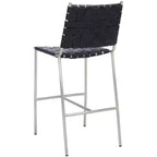 Sgabello da bancone in pelle intrecciata con struttura in metallo