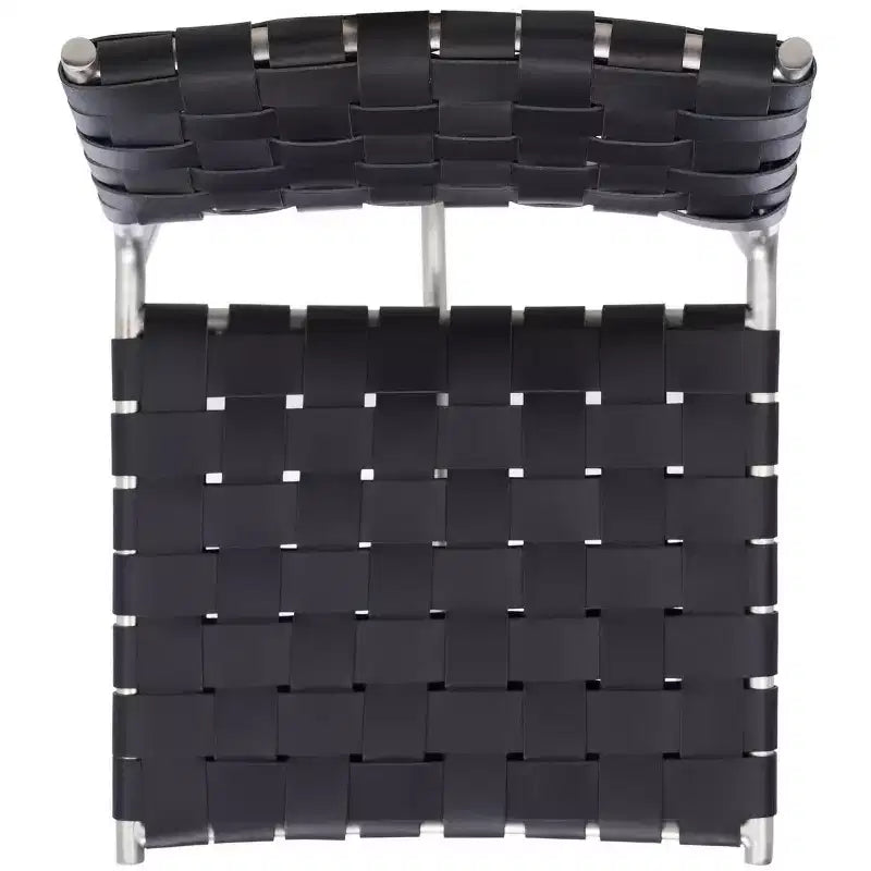 Sgabello da bancone in pelle intrecciata con struttura in metallo