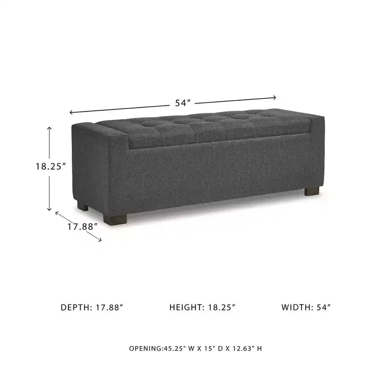 Panca contenitore imbottita grigia con cuscino trapuntato