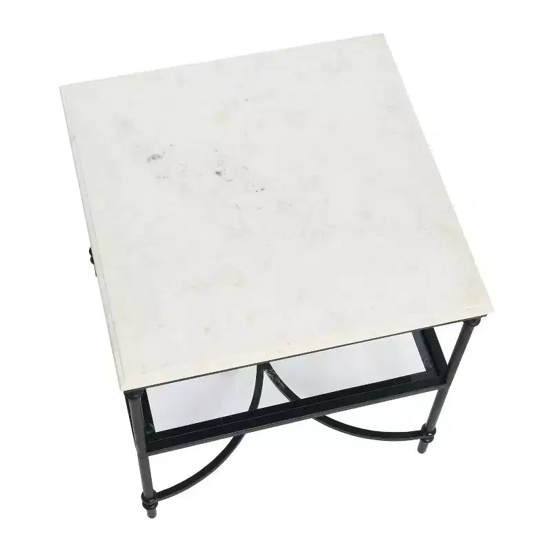 Tavolino quadrato con piano in marmo