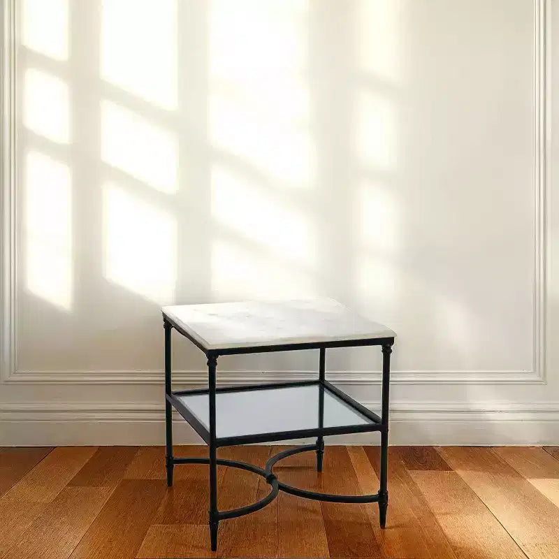 Tavolino quadrato con piano in marmo