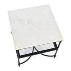 Tavolino quadrato con piano in marmo
